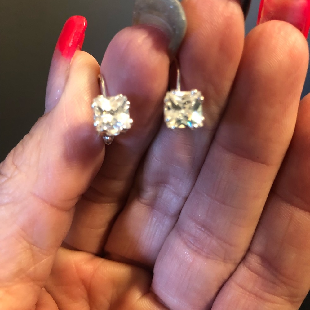 Diamond Earrings set in Sterling Silver